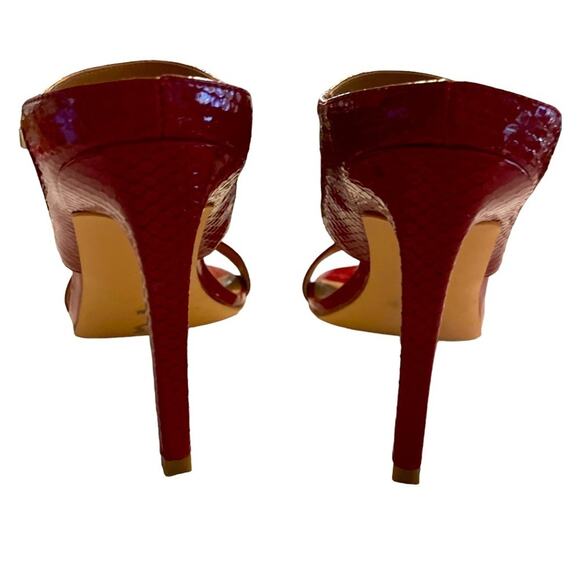 Calvin Klein Lorinda HEELS Womens 7 1/2 RED Snake Skin Pattern Classy Elegant - Picture 4 of 10